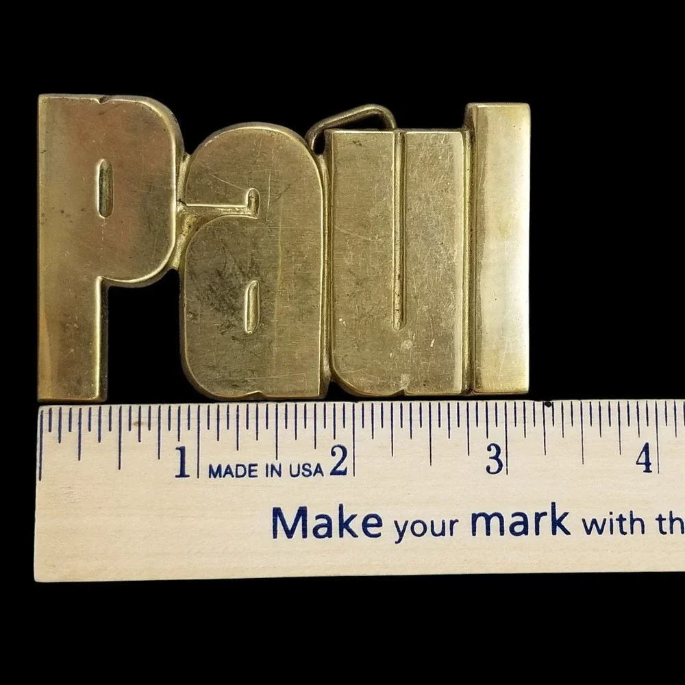 Vintage Paul Name Belt Buckle Solid Brass 1978 Baron‎ Buckle Made in Taiwan